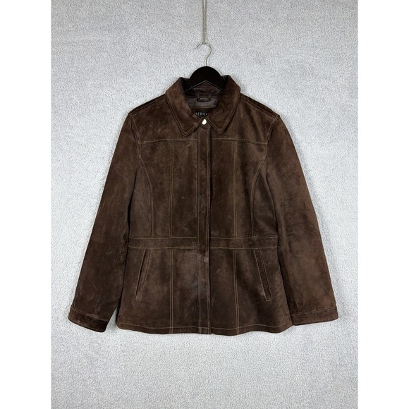 Bernardo Jackets & Blazers - Bernardo Jacket‎ Womens Size L Leather Suede Full Zip Brown Nordstrom